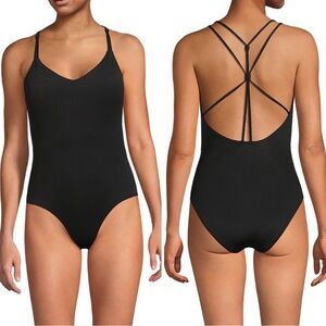 Lands' End Women's Tugless QuickDry Strappy Back High Leg One Piece